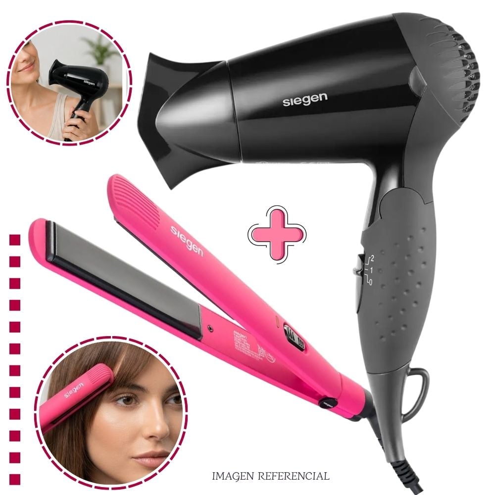 COMBO PLANCHA ALISADORA SIEGEN SG3510 + MINI SECADORA DE CABELLO SIEGEN SG-3005 - 5