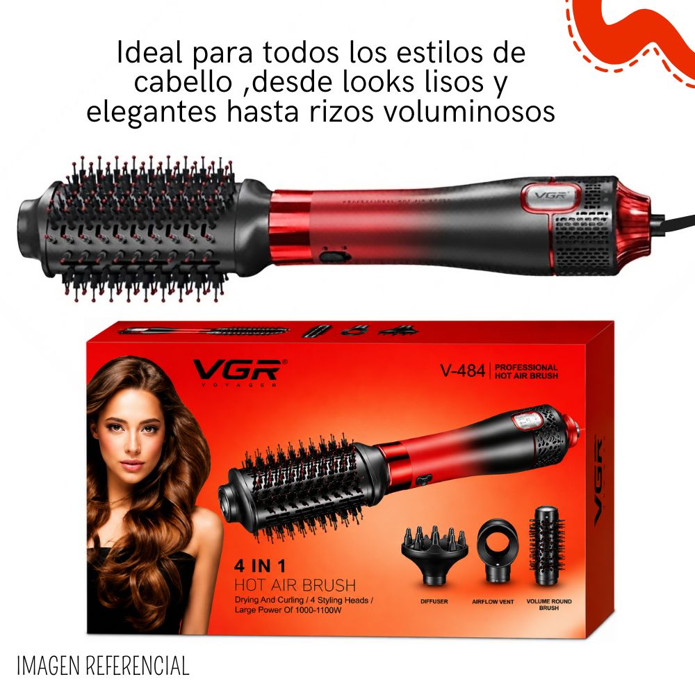 CEPILLO SECADOR 4 EN 1 VGR ROJO - V-484R - 6