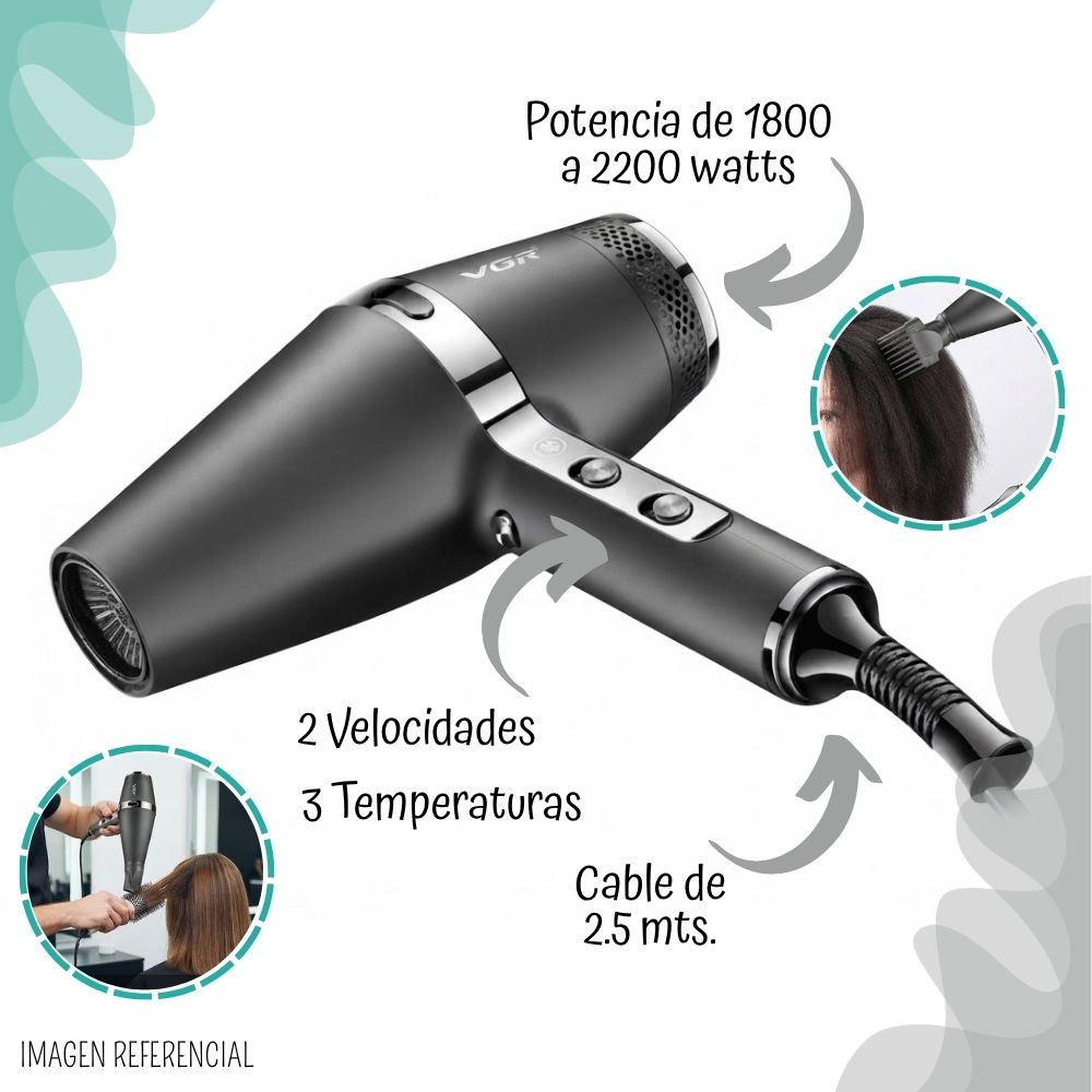 SECADORA DE CABELLO VGR 2200 WATTS - V-451 - 2