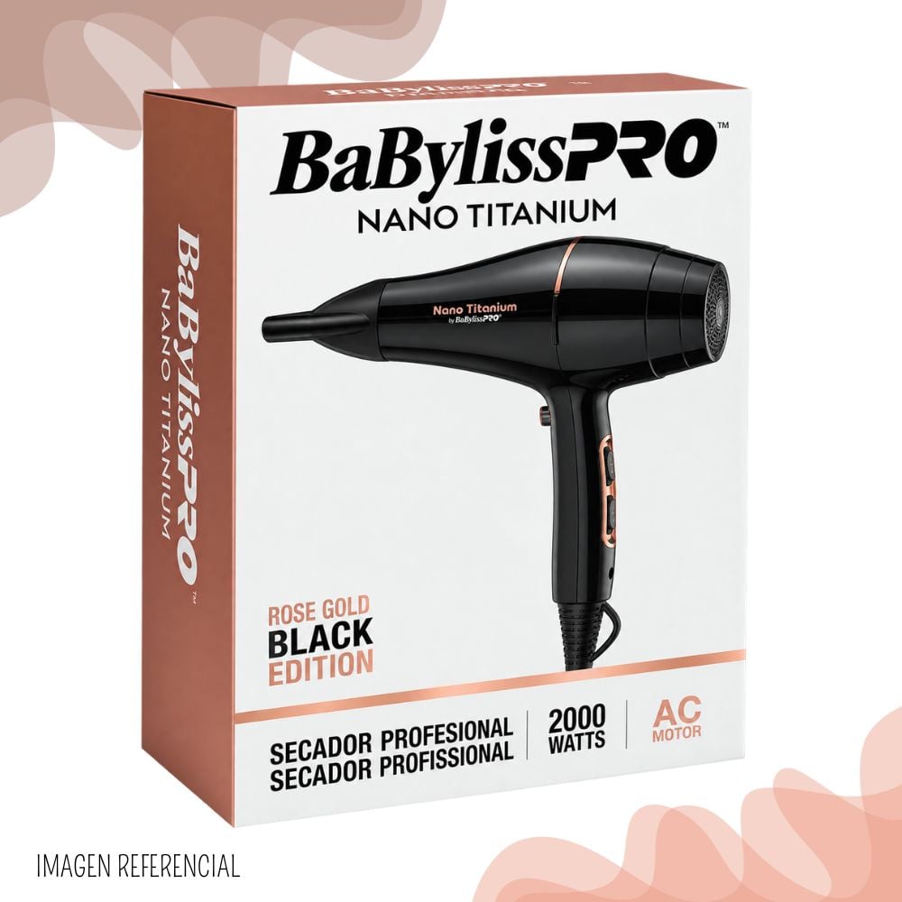 SECADORA PROFESIONAL BABYLISS PRO NANO TITAIUM - ROSE BLACK CON DIFUSOR - 5
