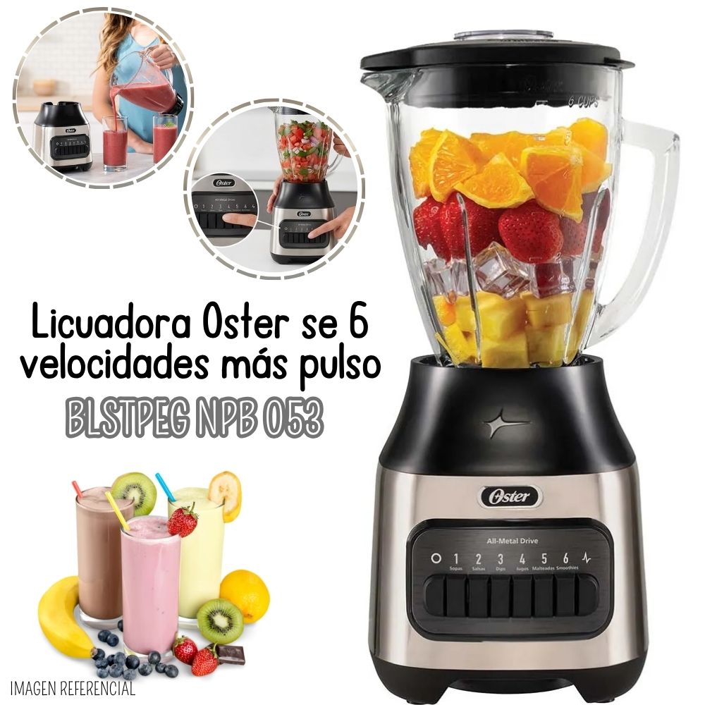 LICUADORA OSTER 6 VELOCIDADES + PULSO VASO DE 1.5 LTS - BLSTPEG NPB 053 - 1