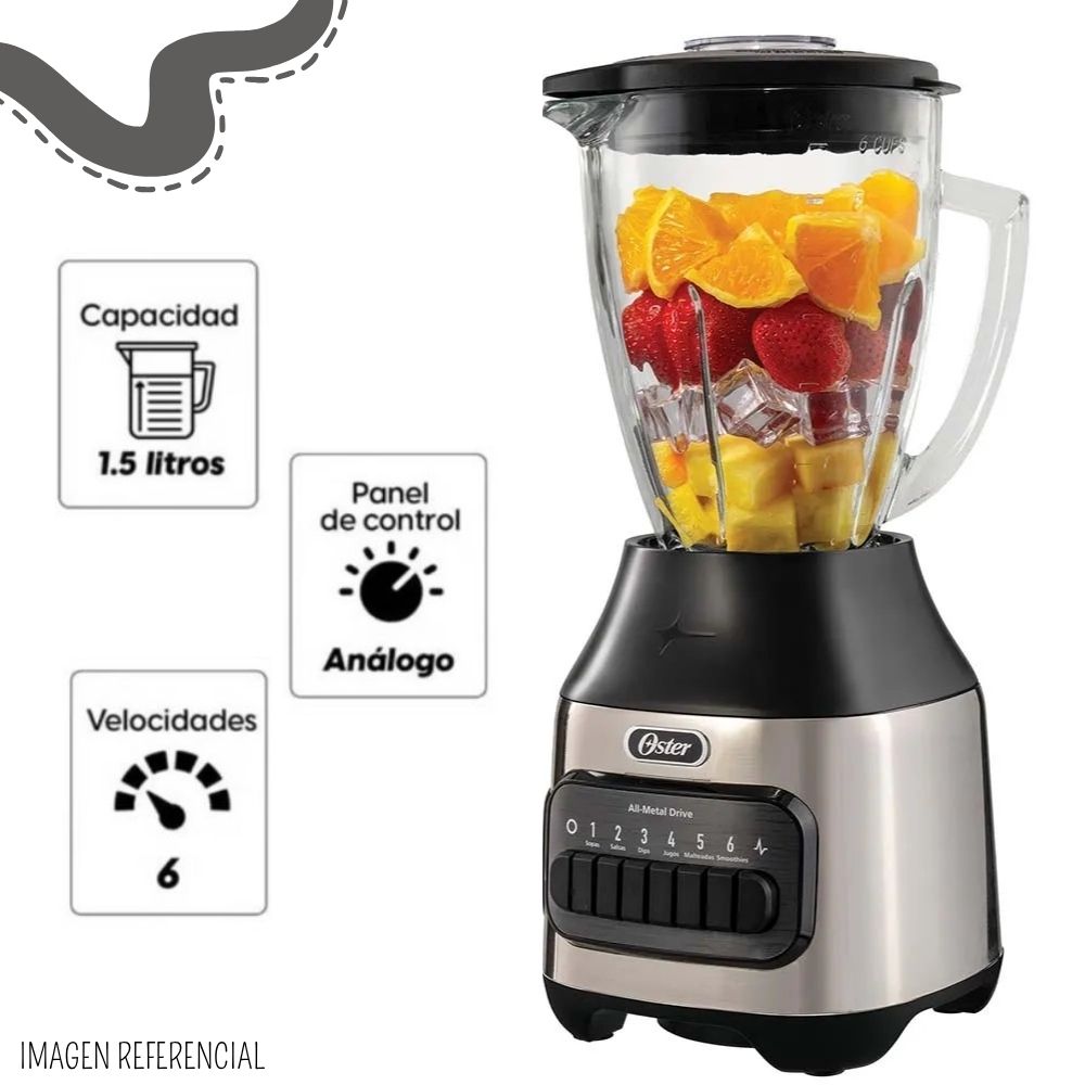 LICUADORA OSTER 6 VELOCIDADES + PULSO VASO DE 1.5 LTS - BLSTPEG NPB 053 - 2