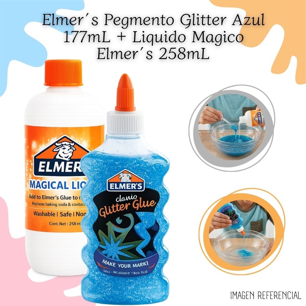 PEGAMENTO LIQUIDO ELMER'S GLITTER + LÍQUIDO MÁGICO ELMER'S - 2