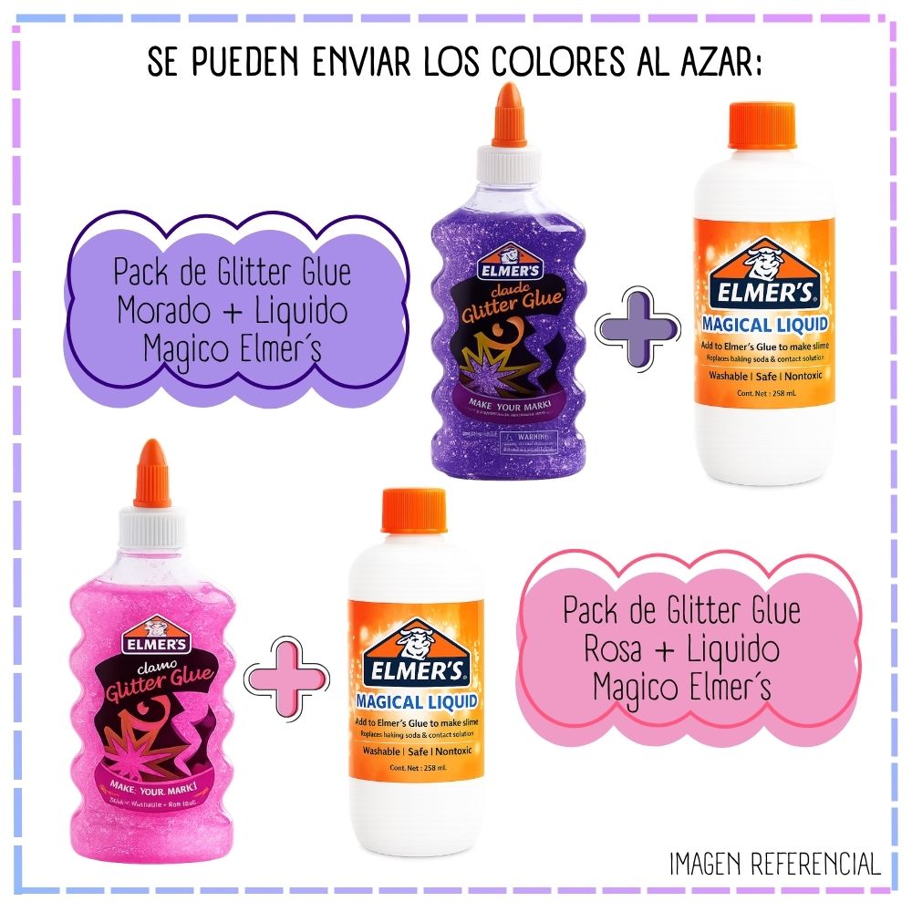 PEGAMENTO LIQUIDO ELMER'S GLITTER + LÍQUIDO MÁGICO ELMER'S - 7