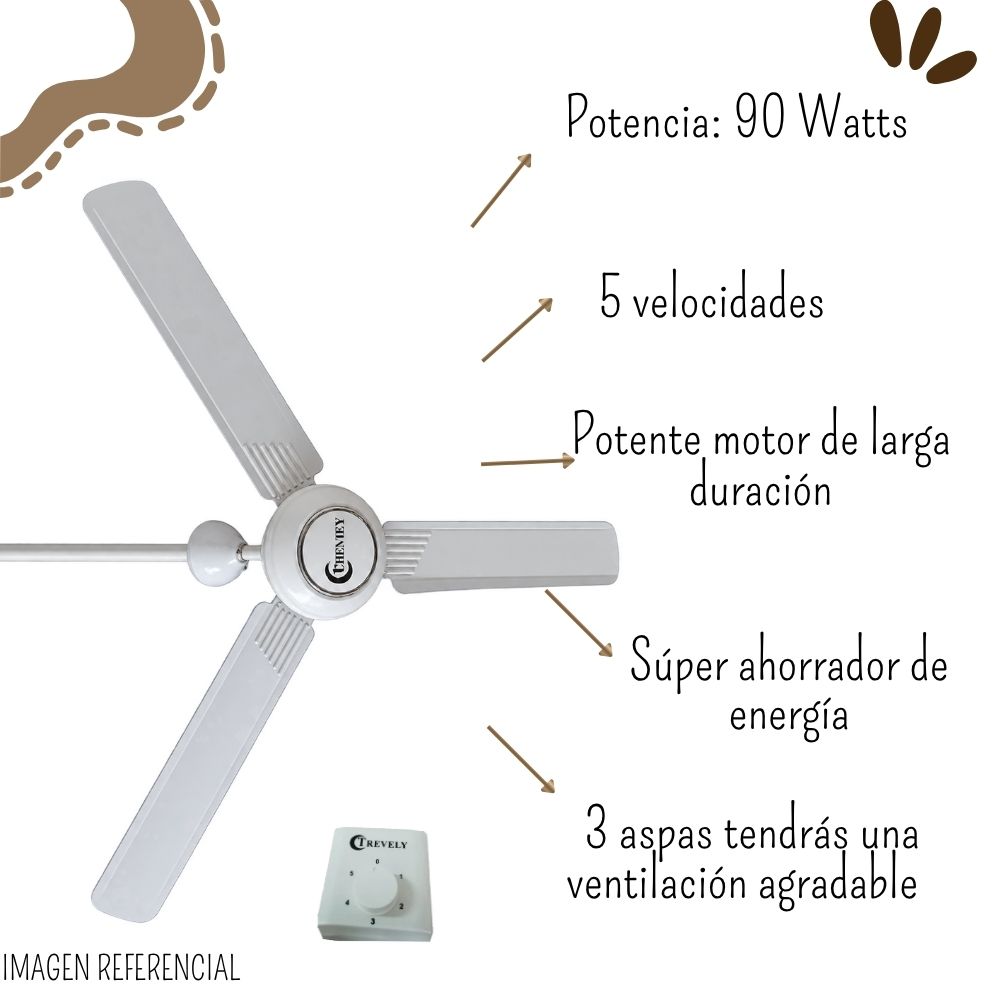 VENTILADOR DE TECHO TREVELY 56” BLANCO - VT-5680 - 2