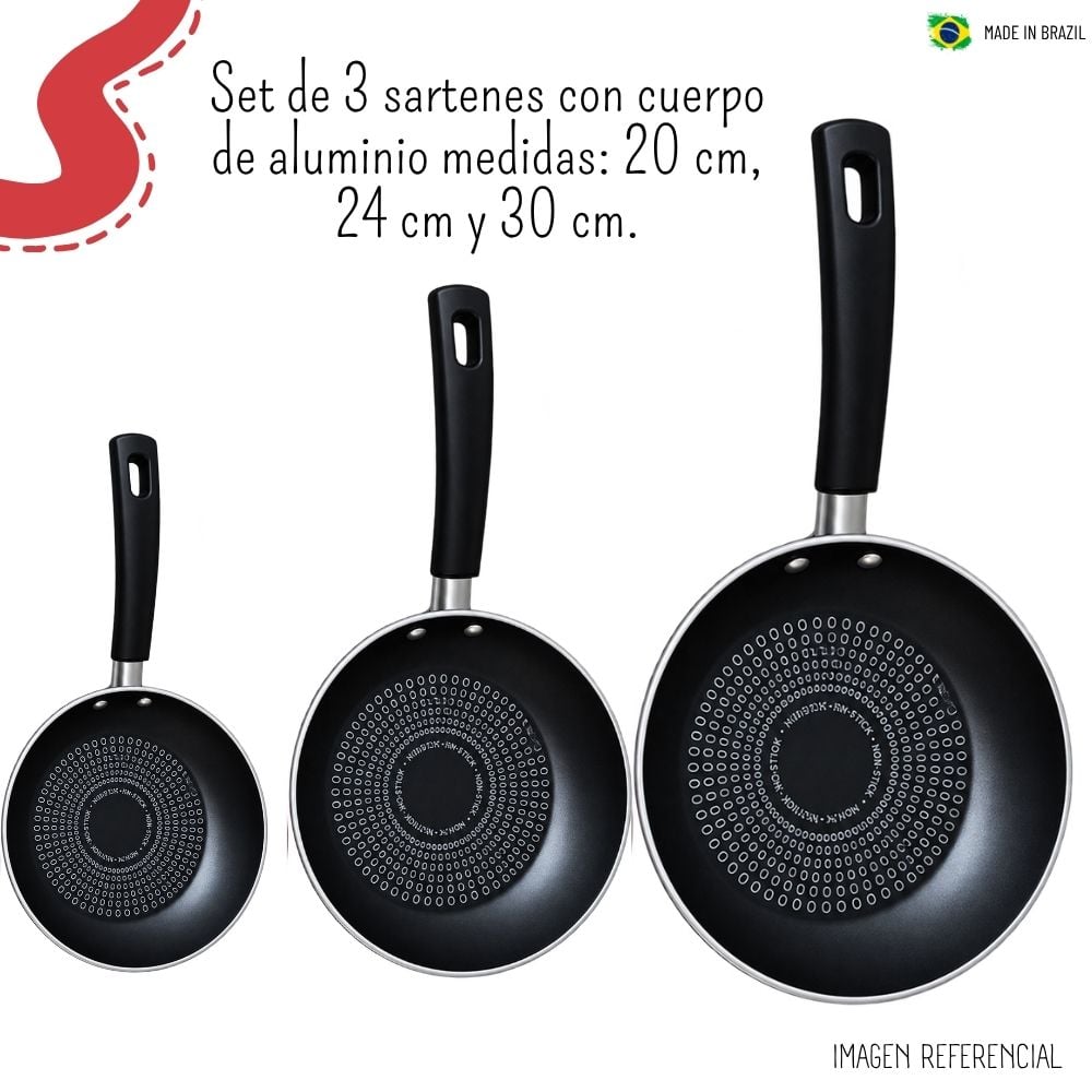 SET DE SARTENES TRAMONTINA DE 3 PZAS CIRCULAR – ROJO - 2
