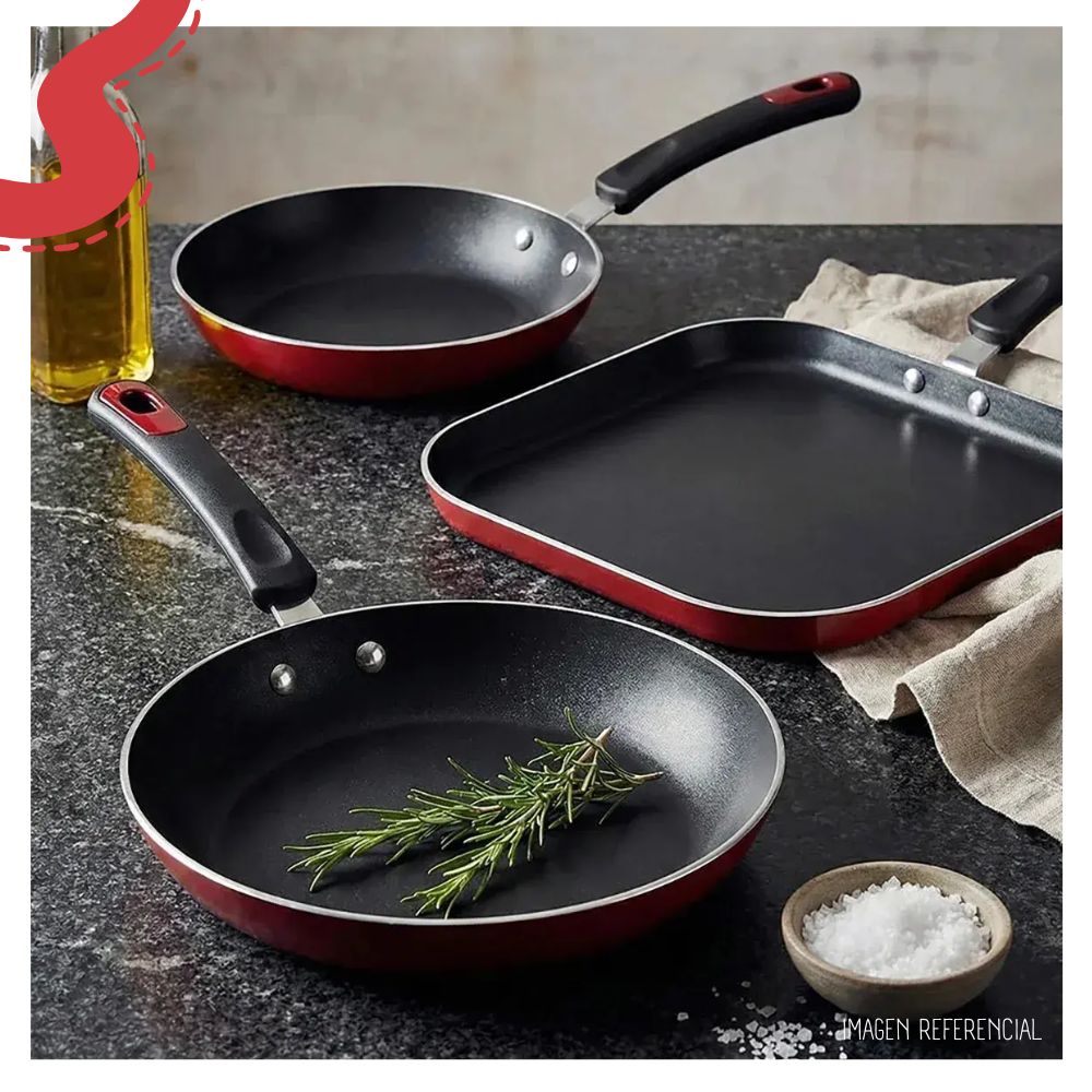 SET DE SARTENES TRAMONTINA DE 3 PZAS CUADRADO – ROJO - 3