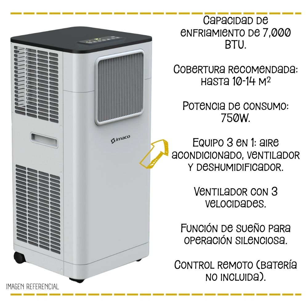 AIRE ACONDICIONADO PORTATIL IMACO 750W  AC7007 - 2