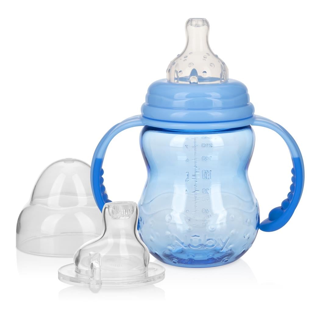 BIBERÓN NUBY TRITAN 3 ETAPAS ANTIDERRAME CELESTE 8ONZ/240ML - 1