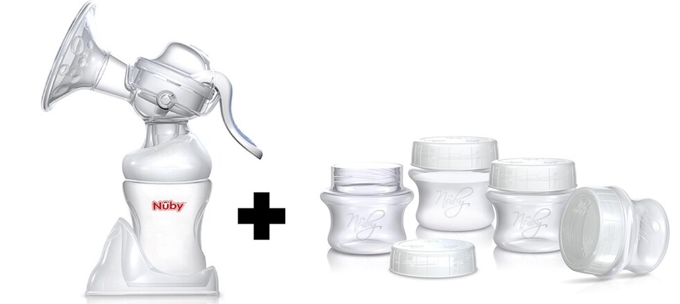 PACK DE EXTRACTOR + 4 CONTENEDORES PARA ALMACENAR LA LECHE NUBY - 1