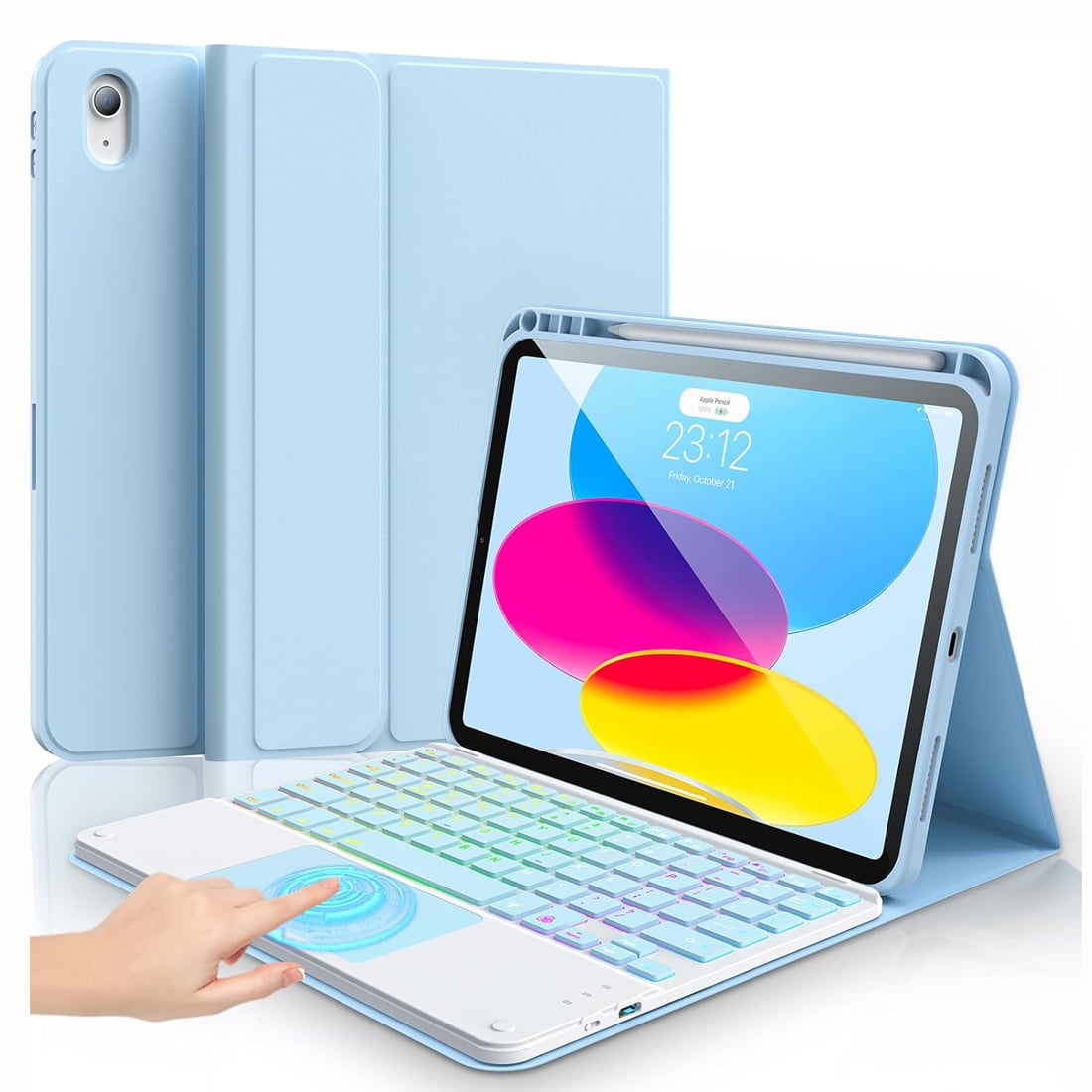 FUNDA BLUETOOTH CON TECLADO IPAD 10MA GENERACIÓN 10.9 2022 CELESTE FUNDA CON TECLADO - 1