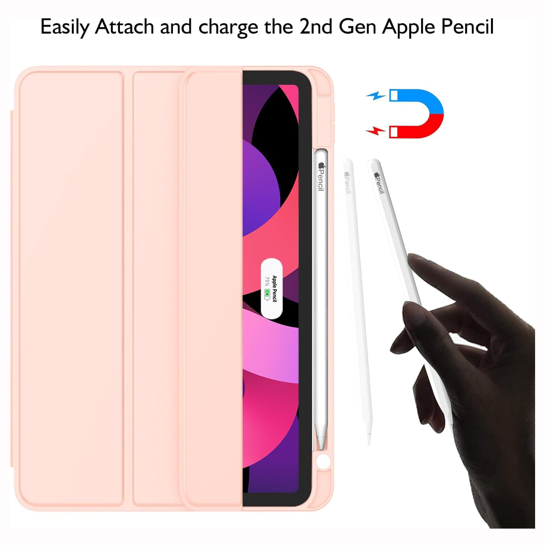 CASE PROTECTOR PARA IPAD AIR 11 M2 M3 (2025) PORTA PENCIL - ROSADO - 3
