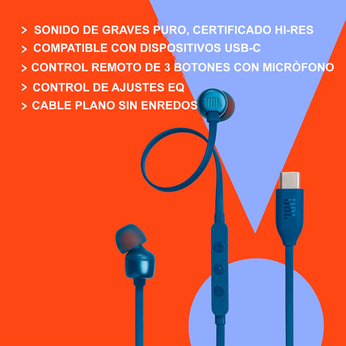 AUDIFONOS INTRA-AUDITIVOS JBL TUNE 310C CON CONECTOR USB-C BLANCO - 3