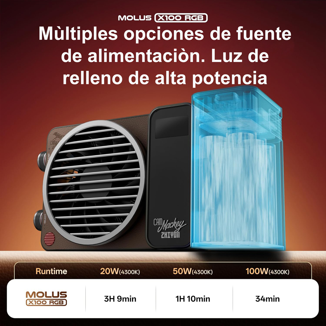 ZHIYUN MOLUS X100 RGB PRO LUZ DE VIDEO COB 100W - 3