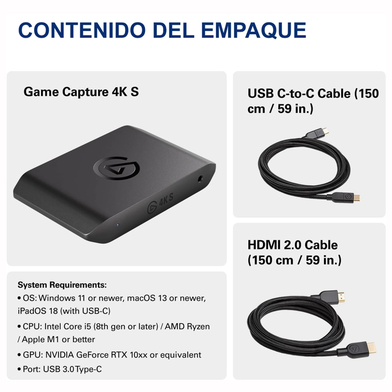 CAPTURADOR DE VIDEO ELGATO 4K S EXTERNA 4K60 HDR VRR - 2