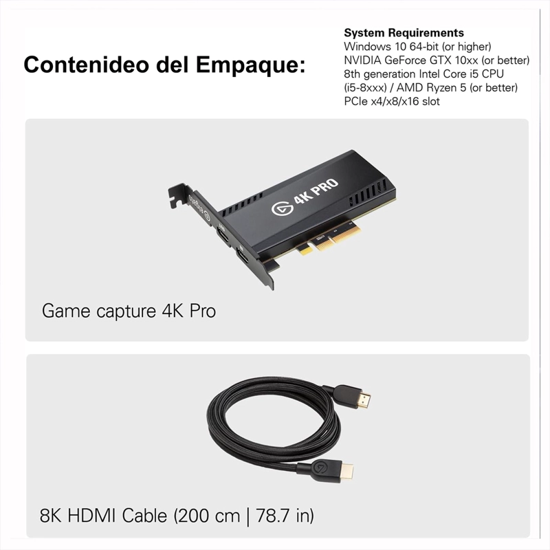 TARJETA DE CAPTURA ELGATO 4K PRO INTERNA 4K60 HDR 8K60 VRR HDMI 2.1 - 6