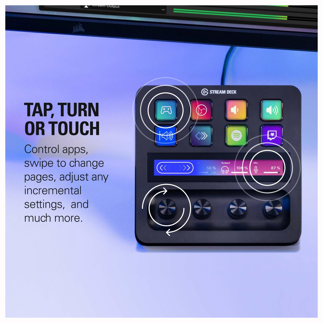 CONTROL DE ESTUDIO ELGATO STREAM DECK PLUS CON MEZCLADOR DE AUDIO 8 TECLAS Y 4 DIALES - 2