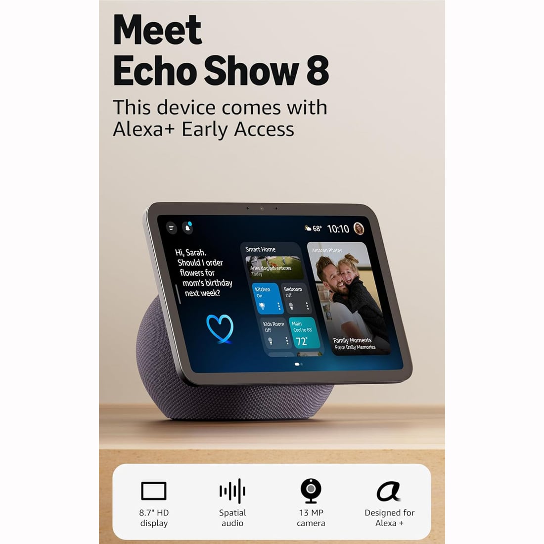 AMAZON ALEXA+ ECHO SHOW 8 (2025) PANTALLA HD 8.7 AUDIO ESPACIAL - 2