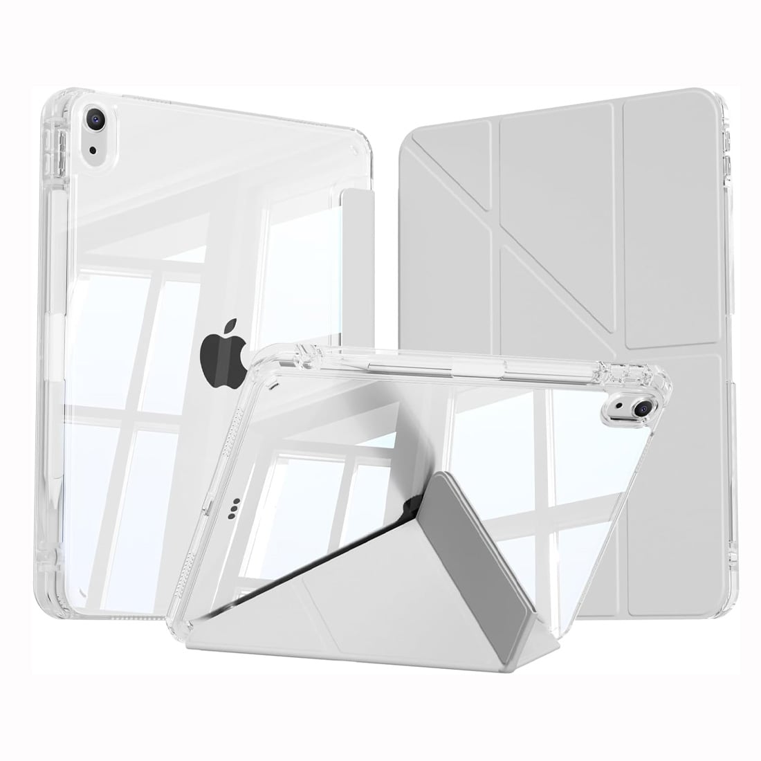 CASE SMART PARA IPAD 11 CHIP A16  2025 - GRIS CON TRANSPARENTE - 1