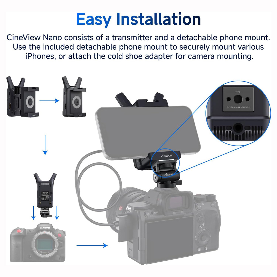 ACCSOON CINEVIEW NANO TRANSMISOR DE VIDEO INALÁMBRICO HDMI 1080P60 / NEGRO - 4