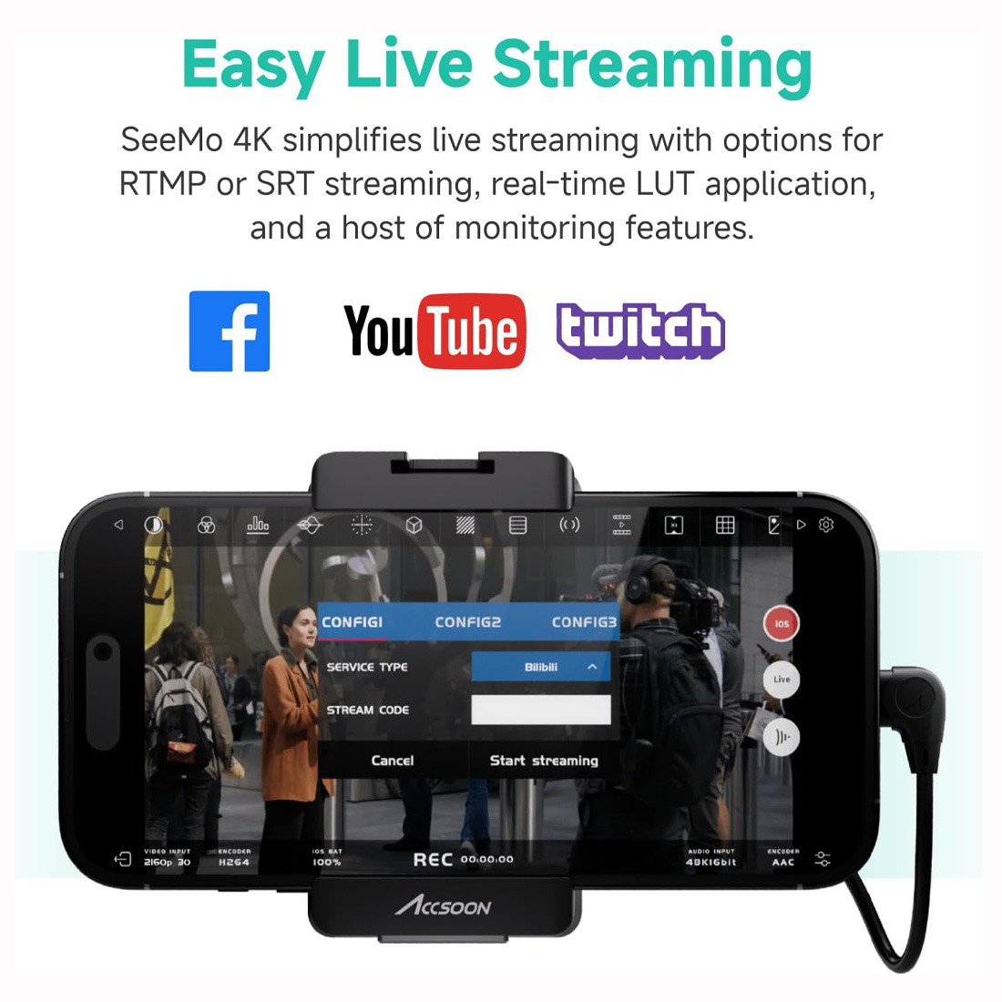 ACCSOON SEEMO 4K TRANSMISOR DE VIDEO INALÁMBRICO PARA IPHONE Y IPAD - 3