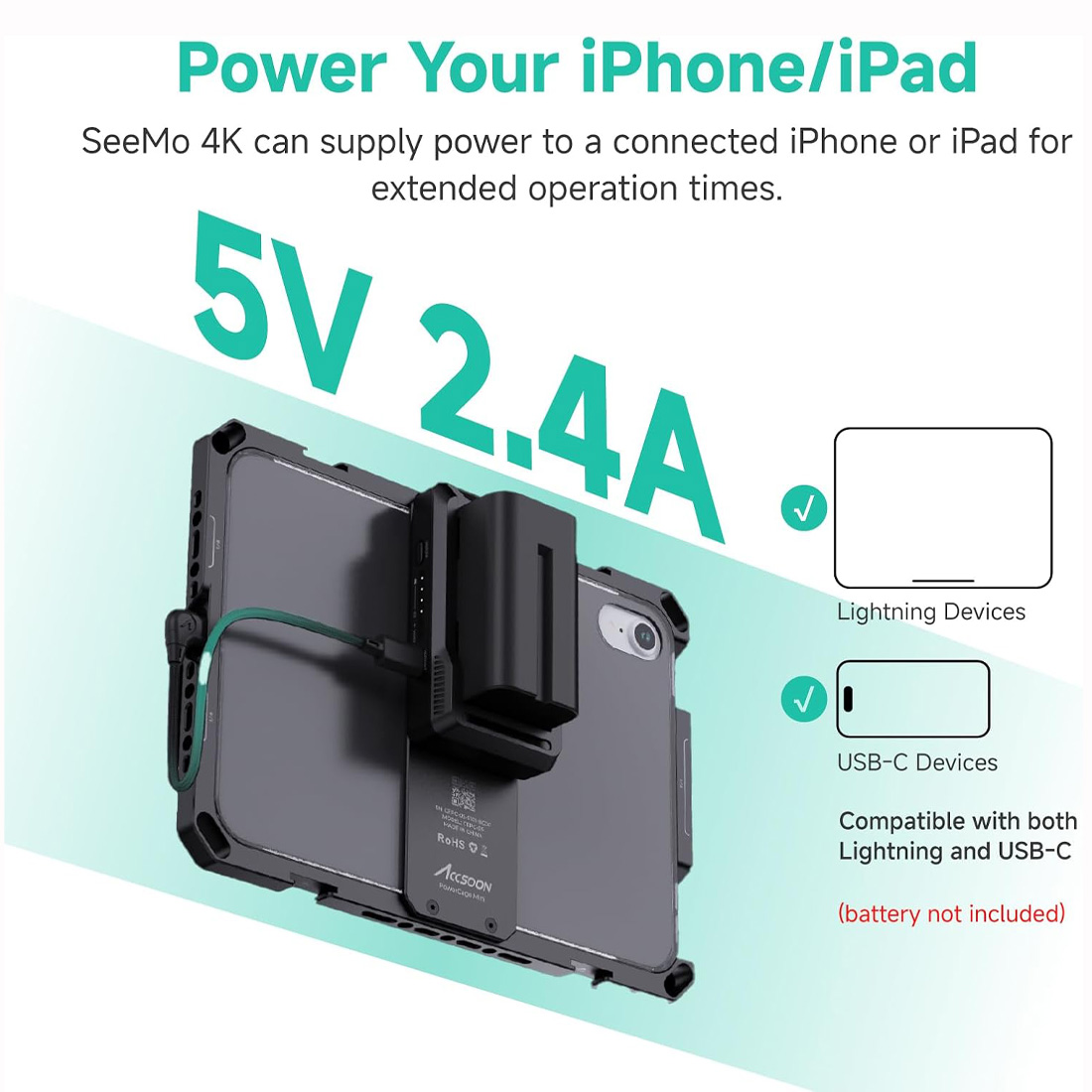ACCSOON SEEMO 4K TRANSMISOR DE VIDEO INALÁMBRICO PARA IPHONE Y IPAD - 5