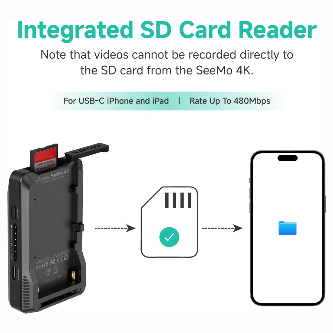 ACCSOON SEEMO 4K TRANSMISOR DE VIDEO INALÁMBRICO PARA IPHONE Y IPAD - 7