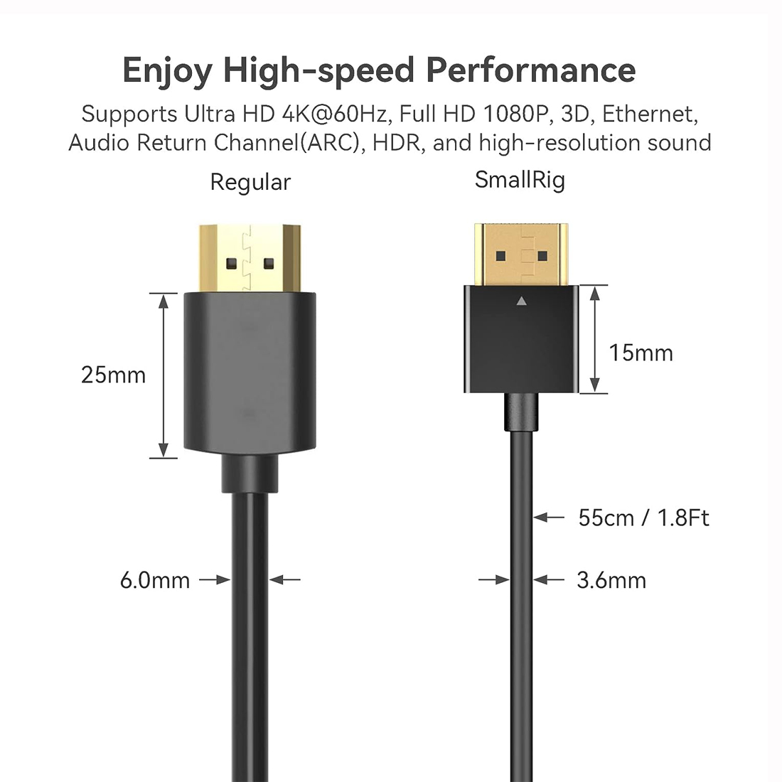 CABLE SMALLRIG  HDMI A HDMI 4K ULTRA FINO 55 CM - 6