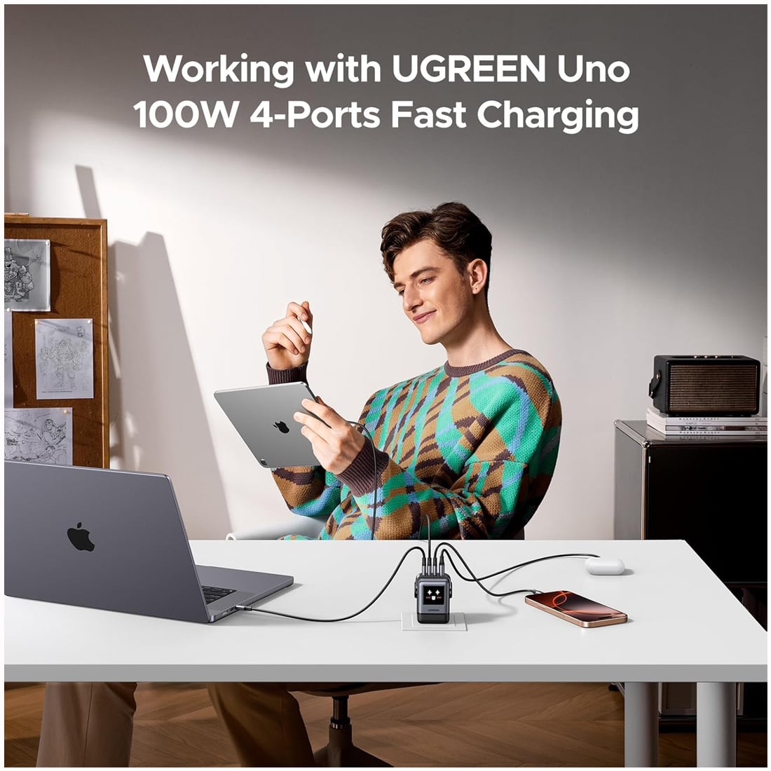 ADAPTADOR UGREEN UNO RG 100W USB-C PARA CELULARES, LAPTOPS, TABLETS - 3