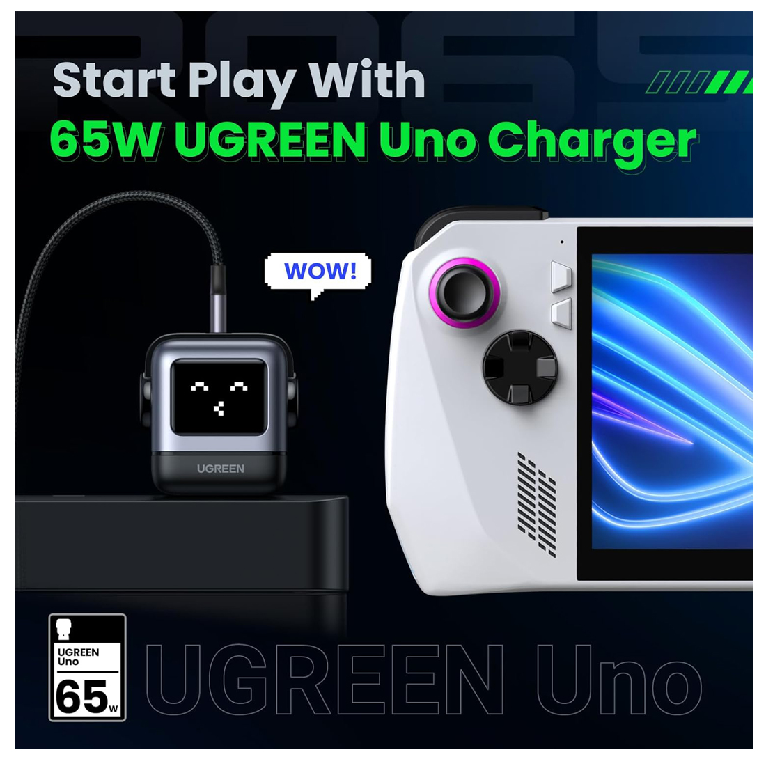 ADAPTADOR UGREEN UNO 65W 3-PUERTOS DE CARGA FAST CHARGE - 4