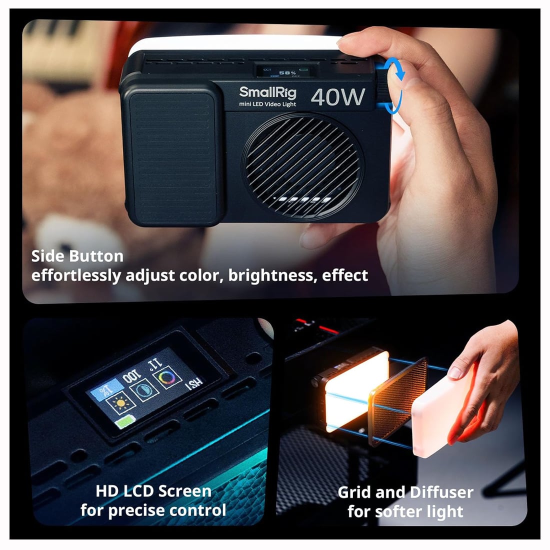 LUZ DE VIDEO LED SMALLRIG RM 40C RGB 40W PARA VIDEO Y FOTOGRAFÍA - 3