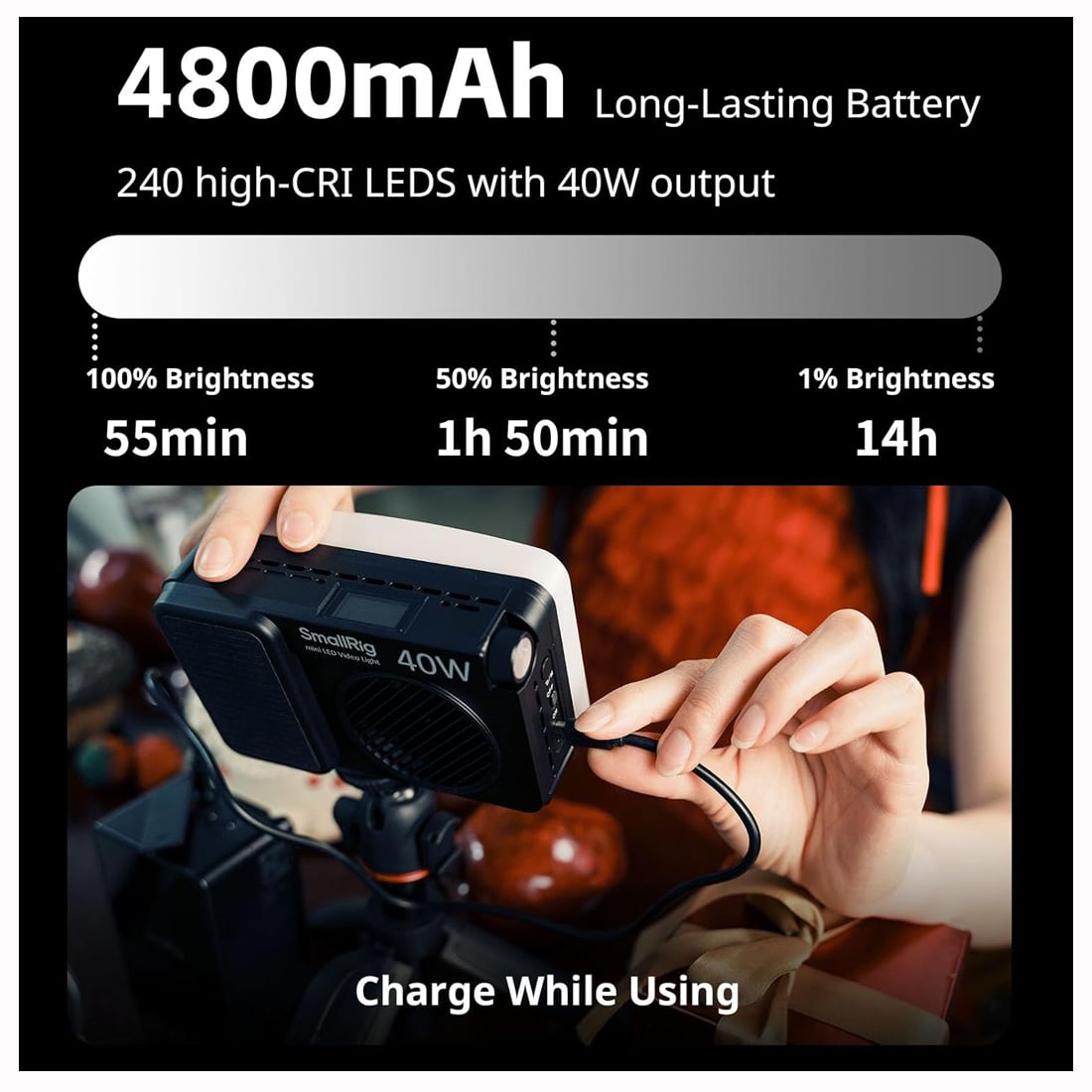 LUZ DE VIDEO LED SMALLRIG RM 40C RGB 40W PARA VIDEO Y FOTOGRAFÍA - 4