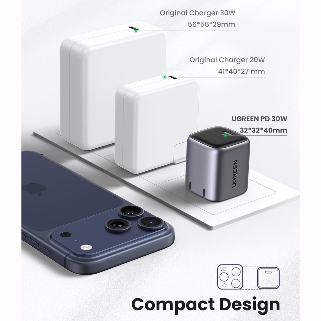 CARGADOR UGREEEN 30W USB-C GAN FAST CHARGE PARA TELEFONOS Y TABLETS - 3
