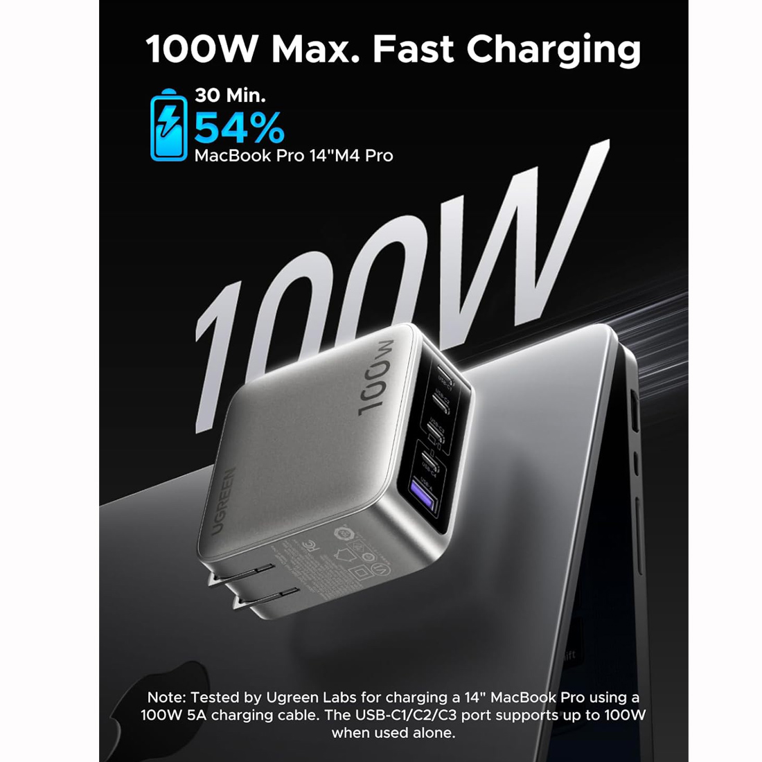 CARGADOR UGREEN 100W NEXODE PRO USB-C 5EN1 GAN FAST CHARGE - 2