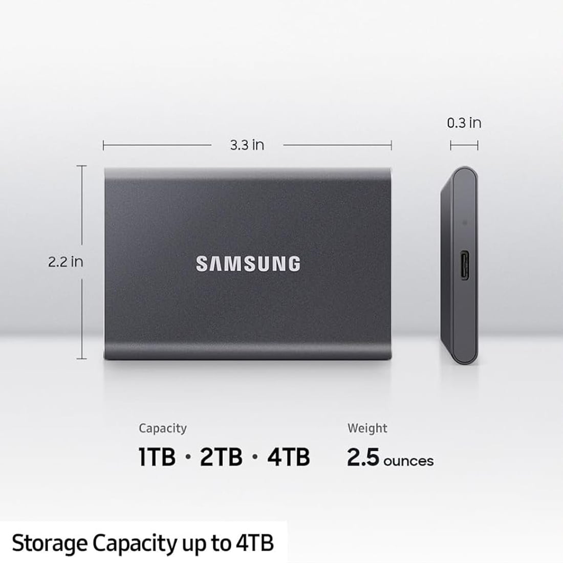 SAMSUNG T7 SSD PORTÁTIL, UNIDAD EXTERNA DE ESTADO SÓLIDO DE 2 TB. - 3