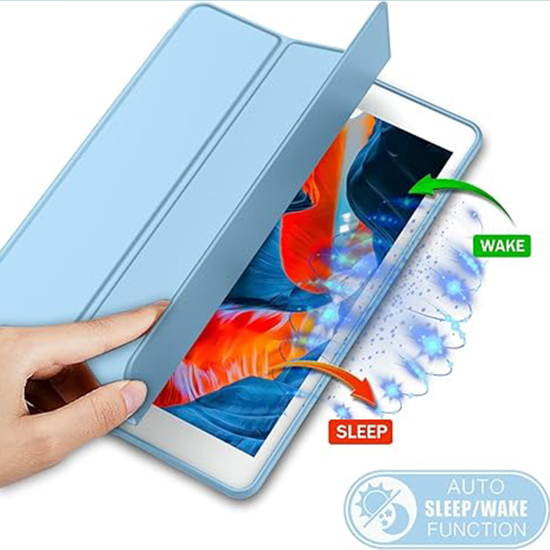 FUNDA PROTECTOR SMART CASE IPAD 10.2' (7MA, 8VA Y 9NA GEN) - CELESTE - 4