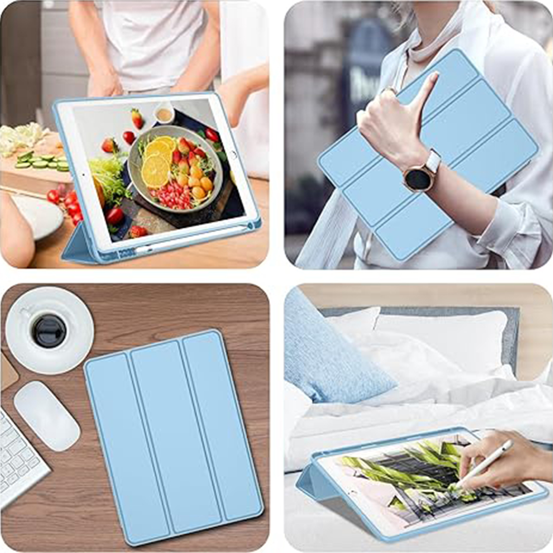 FUNDA PROTECTOR SMART CASE IPAD 10.2' (7MA, 8VA Y 9NA GEN) - CELESTE - 5