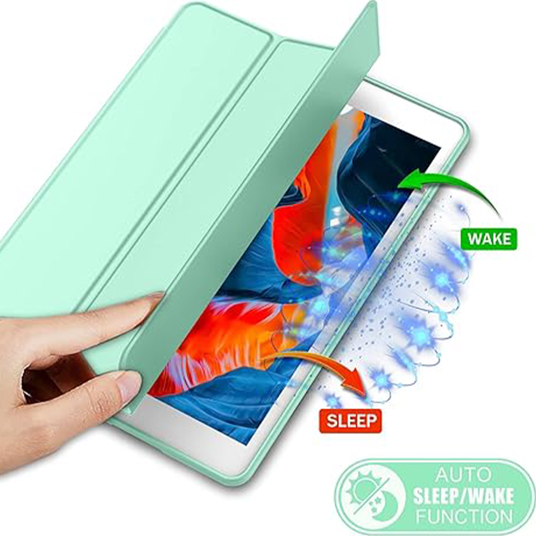 FUNDA PROTECTOR SMART CASE IPAD 10.2' (7MA, 8VA Y 9NA GEN) - VERDE CLARO - 3