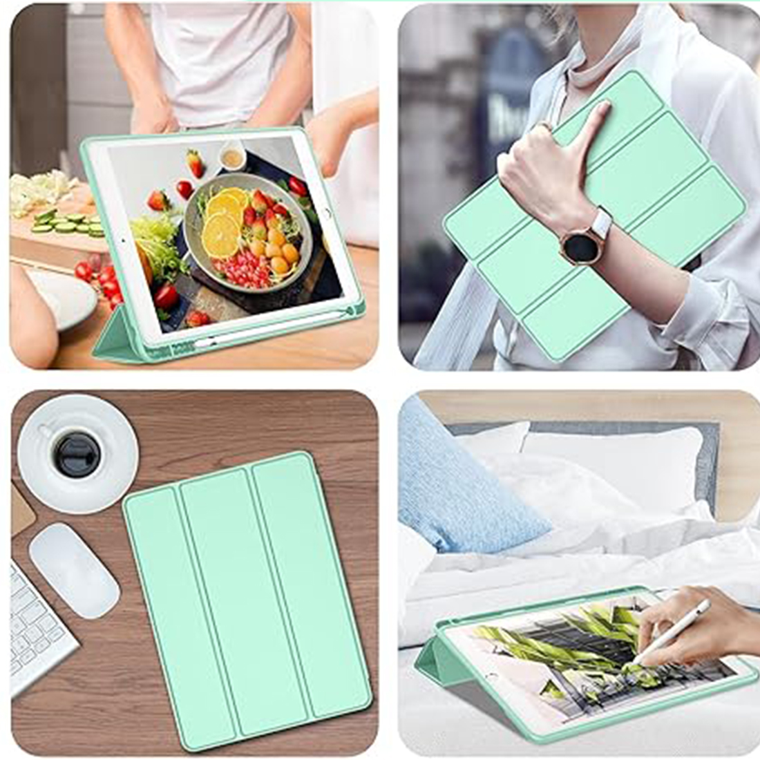 FUNDA PROTECTOR SMART CASE IPAD 10.2' (7MA, 8VA Y 9NA GEN) - VERDE CLARO - 5