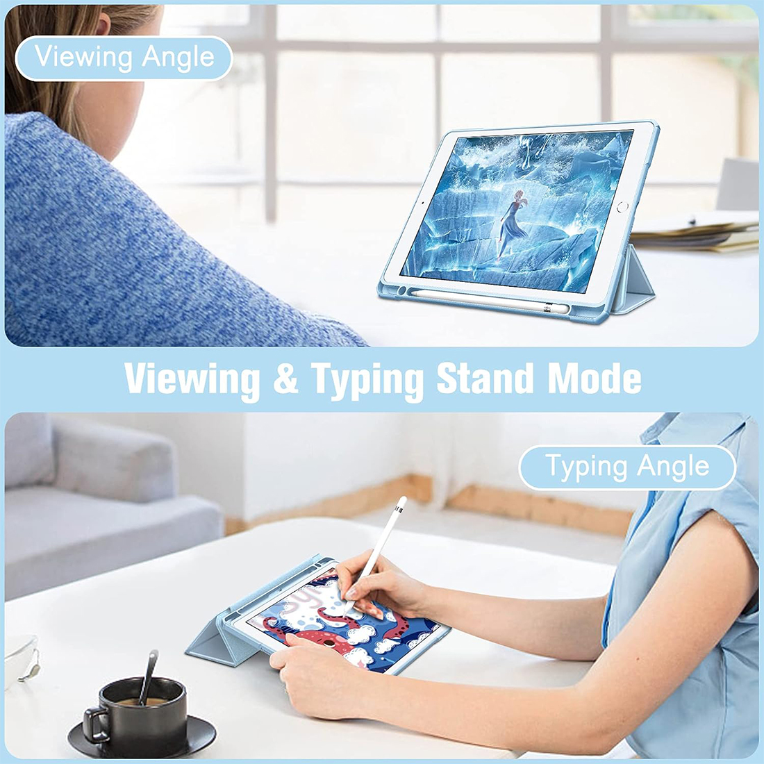 FUNDA CASE PROTECTOR HIBRIDO PARA IPAD 10.2' (7MA, 8VA Y 9NA GEN) - CELESTE - 3