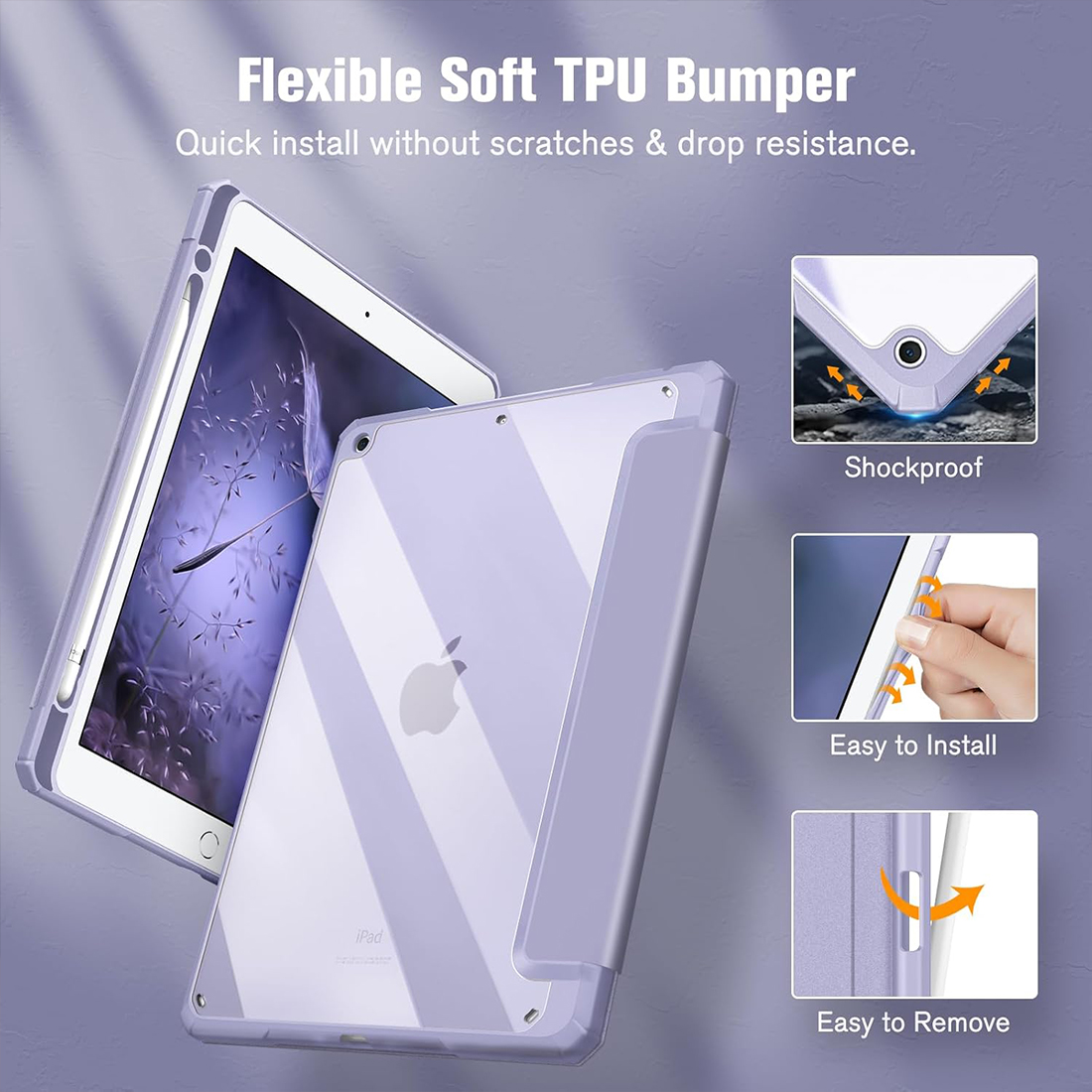 FUNDA CASE PROTECTOR HIBRIDO PARA IPAD 10.2' (7MA, 8VA Y 9NA GEN) - LAVANDA - 6