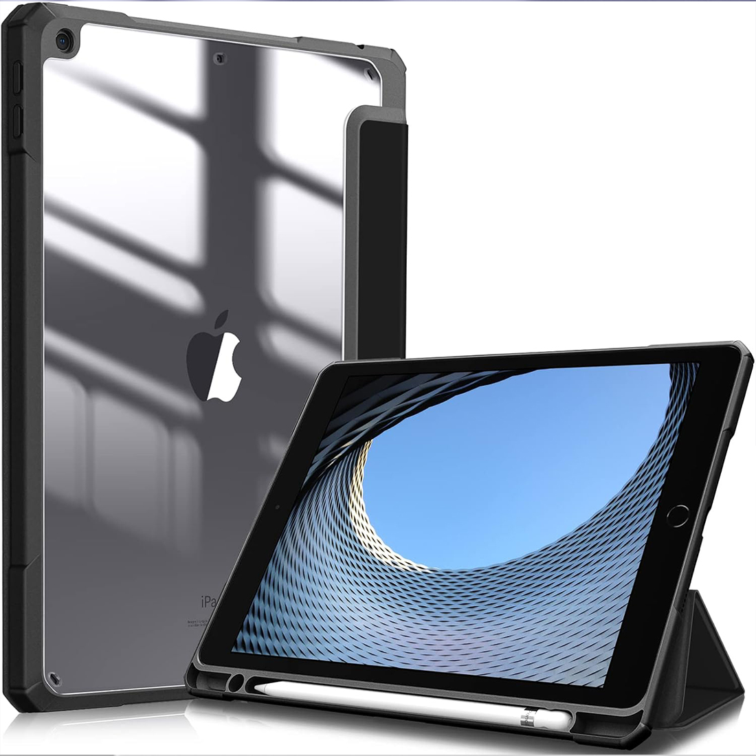 FUNDA CASE PROTECTOR HIBRIDO PARA IPAD 10.2' (7MA, 8VA Y 9NA GEN) - NEGRO - 1