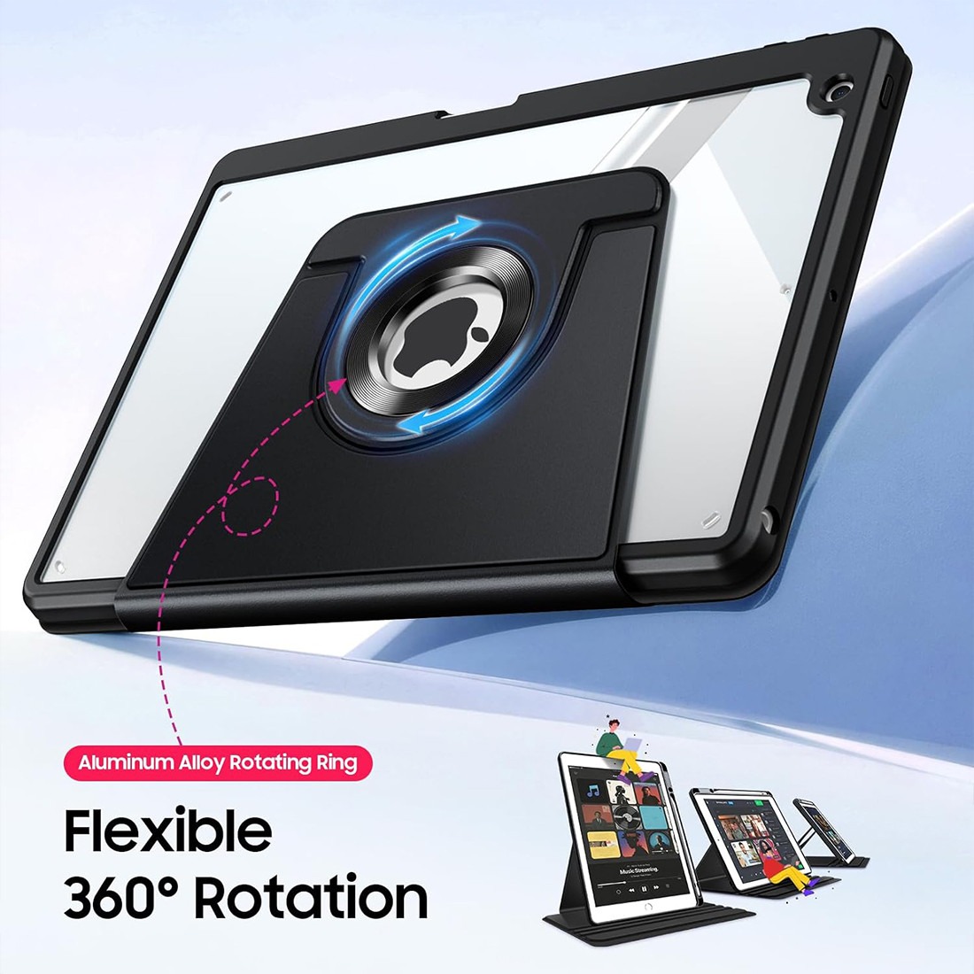 FUNDA CASE PROTECTOR GIRATORIO IMANTADO PARA IPAD 10.2' (7MA, 8VA Y 9NA GEN) - NEGRO - 2