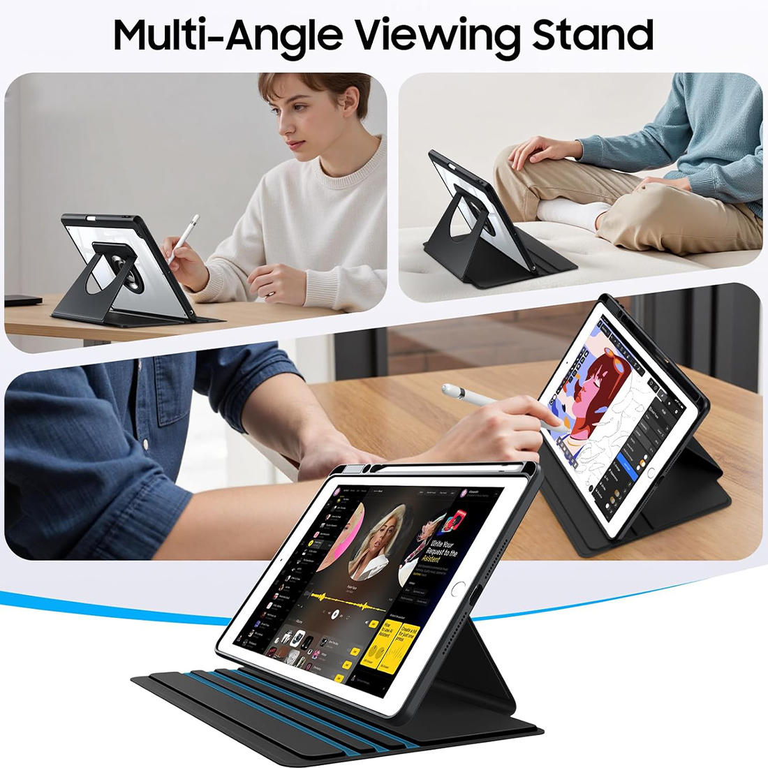 FUNDA CASE PROTECTOR GIRATORIO IMANTADO PARA IPAD 10.2' (7MA, 8VA Y 9NA GEN) - NEGRO - 4