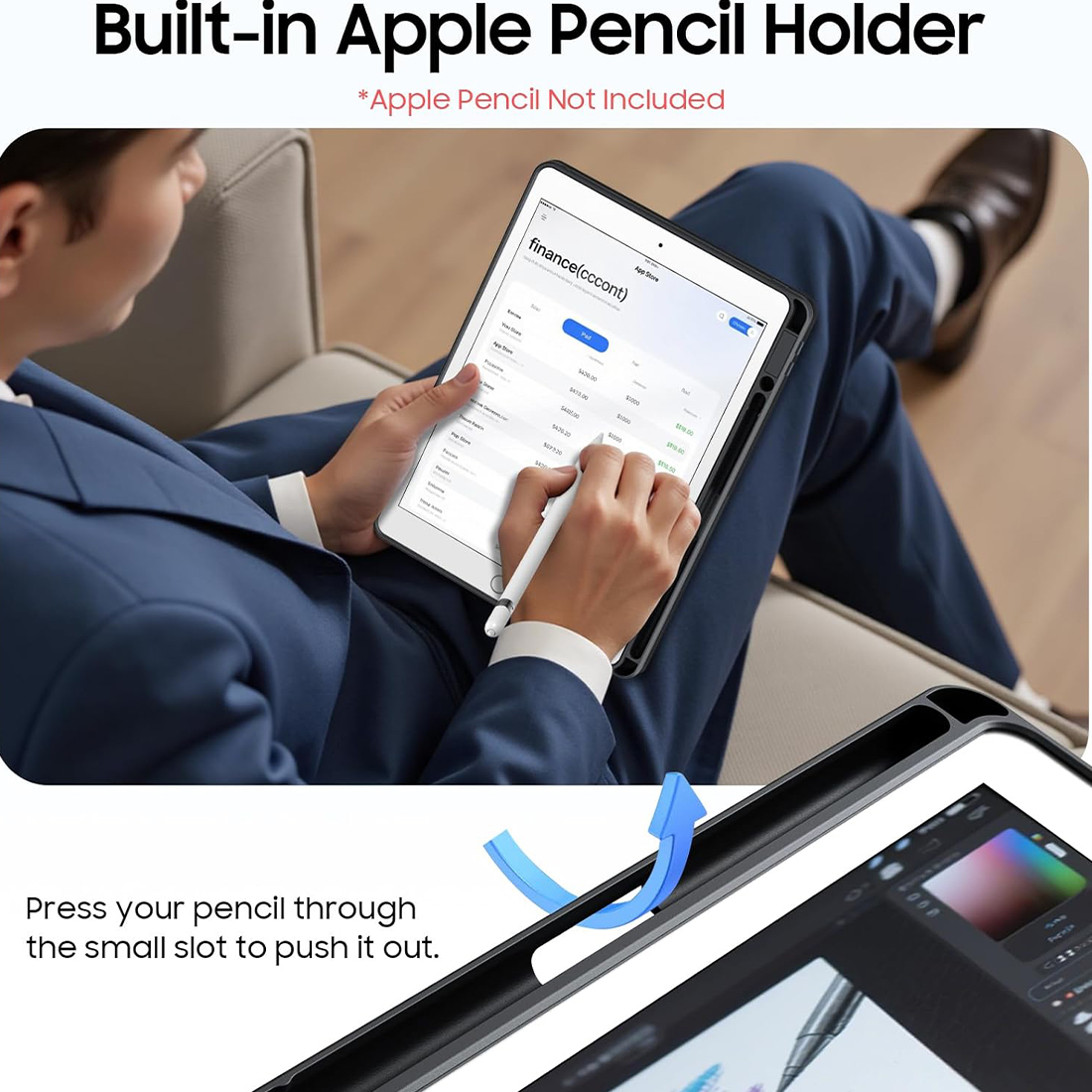 FUNDA CASE PROTECTOR GIRATORIO IMANTADO PARA IPAD 10.2' (7MA, 8VA Y 9NA GEN) - NEGRO - 6