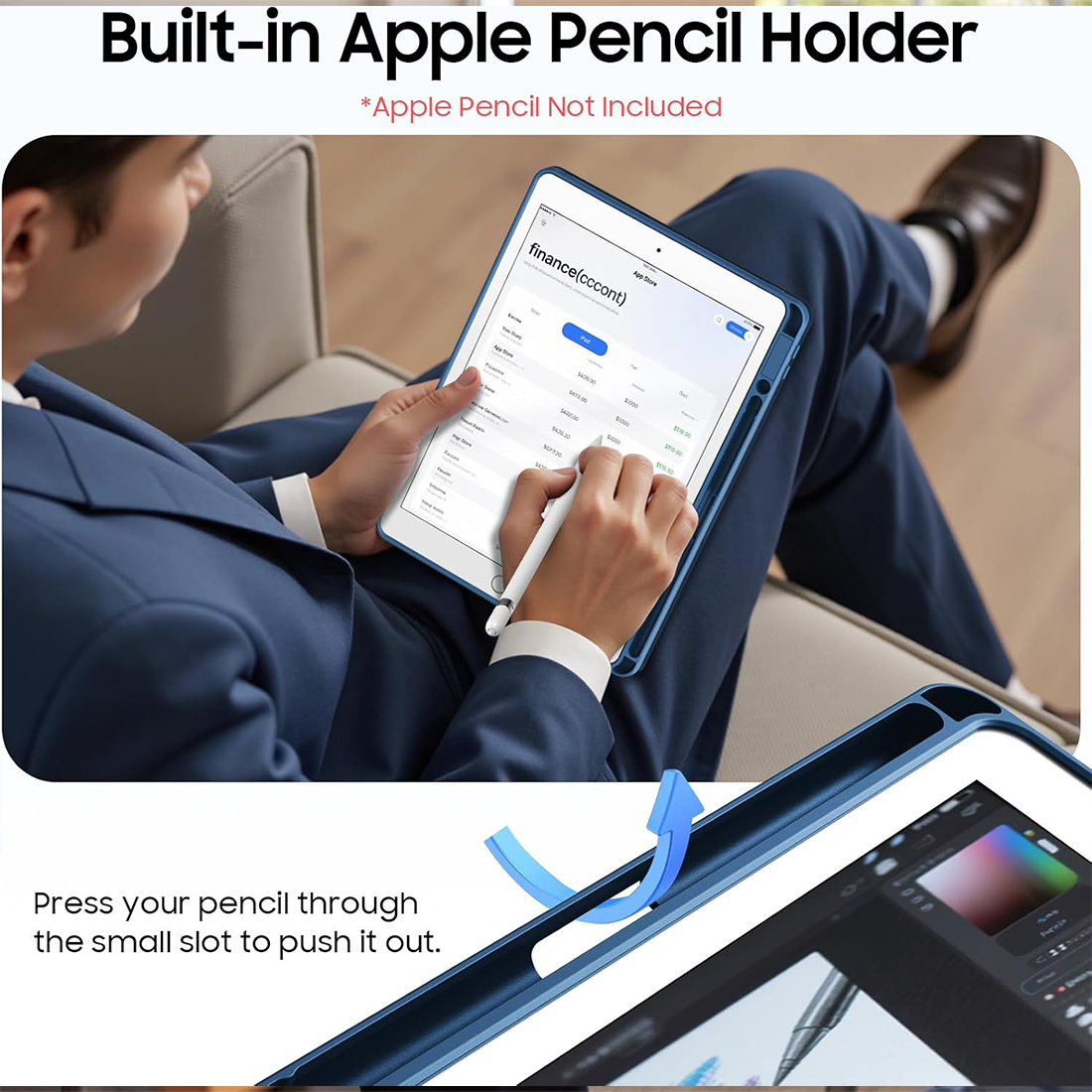 FUNDA CASE PROTECTOR GIRATORIO IMANTADO PARA IPAD 10.2' (7MA, 8VA Y 9NA GEN) - AZUL OSCURO - 5