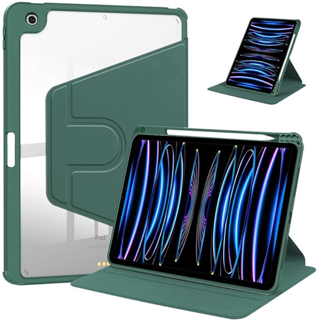 FUNDA CASE PROTECTOR GIRATORIO IMANTADO PARA IPAD 10.2' (7MA, 8VA Y 9NA GEN) - VERDE OSCURO - 1
