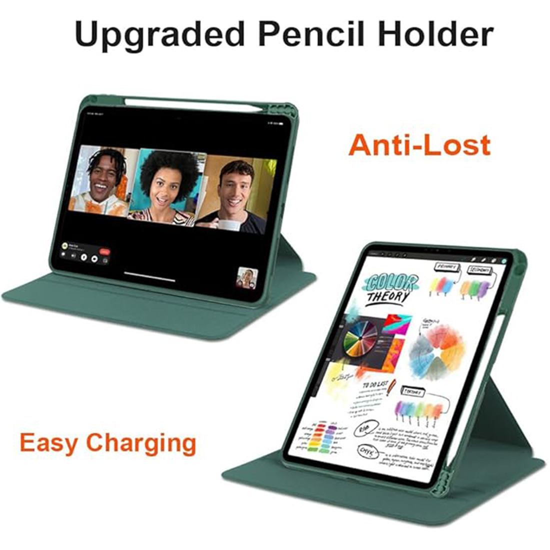 FUNDA CASE PROTECTOR GIRATORIO IMANTADO PARA IPAD 10.2' (7MA, 8VA Y 9NA GEN) - VERDE OSCURO - 4