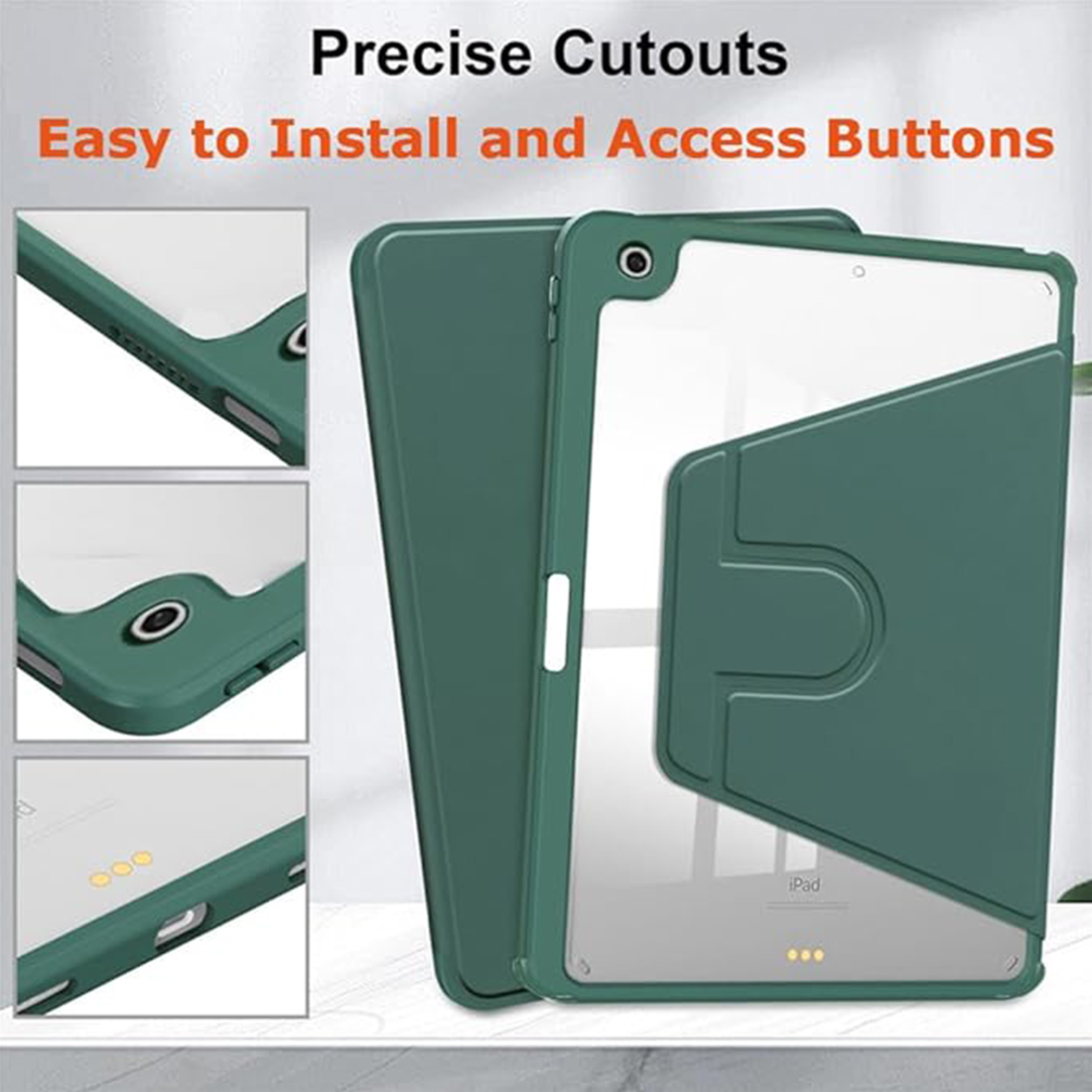 FUNDA CASE PROTECTOR GIRATORIO IMANTADO PARA IPAD 10.2' (7MA, 8VA Y 9NA GEN) - VERDE OSCURO - 7