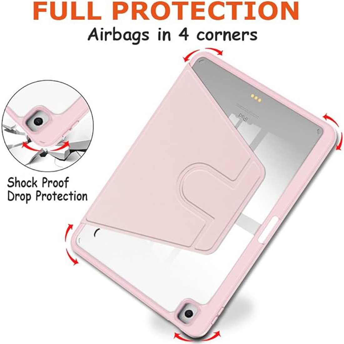 FUNDA CASE PROTECTOR GIRATORIO IMANTADO PARA IPAD 10.2' (7MA, 8VA Y 9NA GEN) - ROSADO - 3
